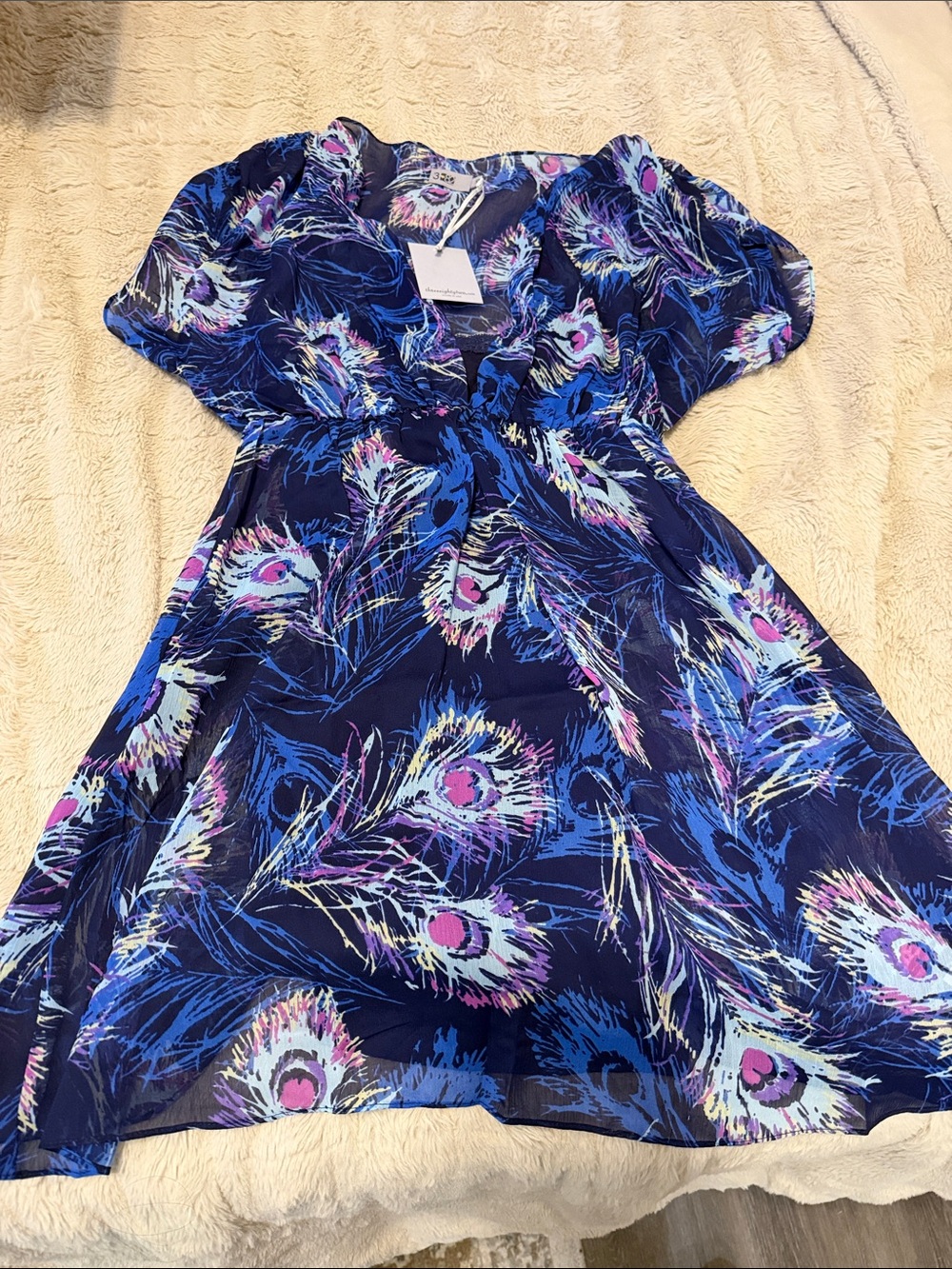Three Eighty Two (Revolve Brand) Peacock Dress with Slip